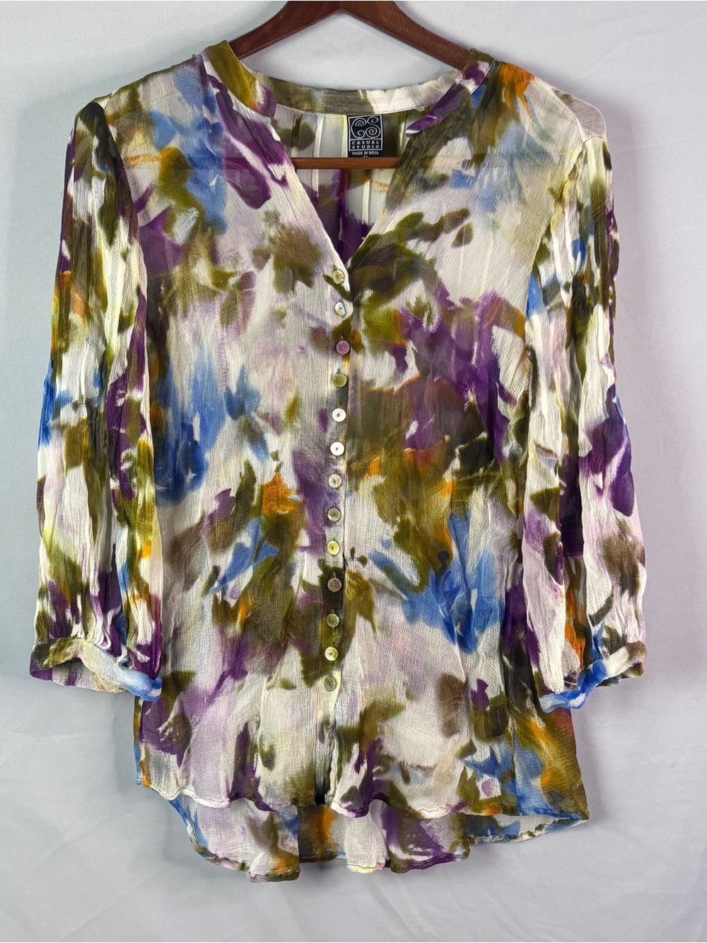 Casual Studio Multicolor Watercolor Button-Front Blouse